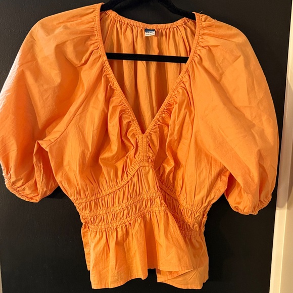 Old Navy Orange Women's Blouse with Puff Sleeves - Picture 1 of 3